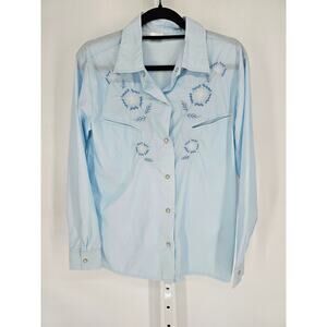 Napoleon Dynamite Pedro Costume Pearl Snap Western Shirt Blue Mens Sz S